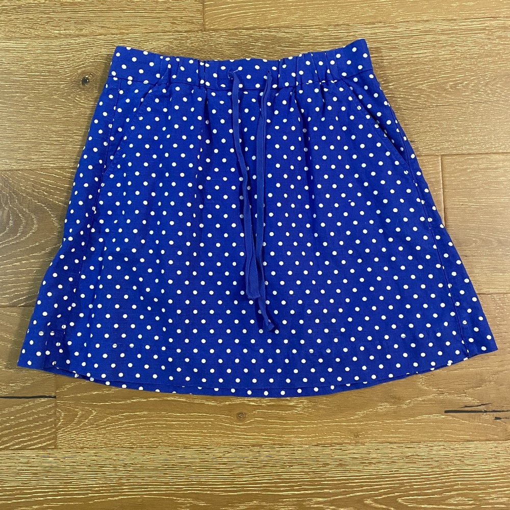 Size 0 blue and white polka dot J. Crew skirt